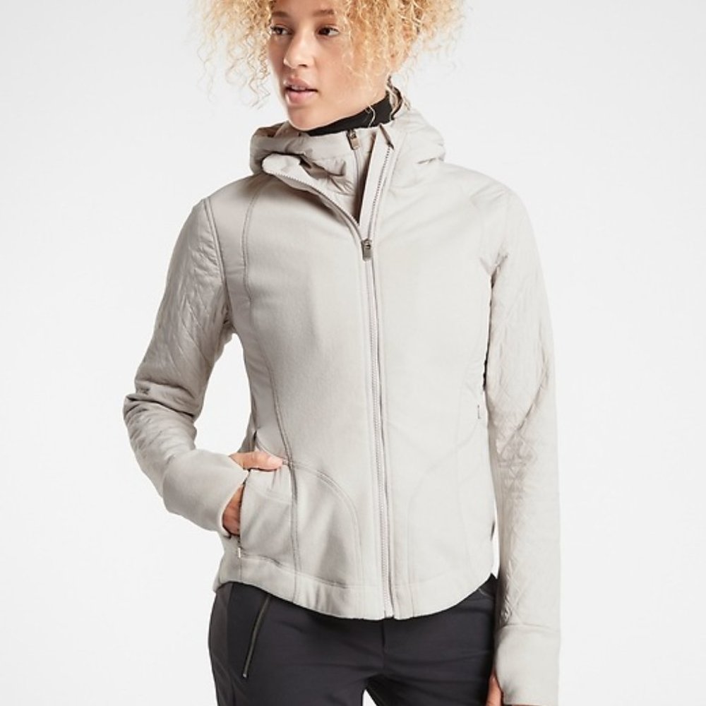 Athleta Cold Front Hybrid Jacket, White, XS.  Unworn. Fitted.